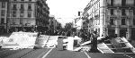 the blockades in the morning:here black block barricade