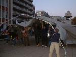 Putting up the tent for those staying the night
