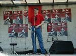 MSP Colin Fox addresses the rally.