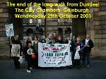 The end of the first walk. Outside the City Chambers, Edinburgh.