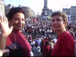 Angelica & Nina, anti-war rally 19 March, Trafalgar Square, London
