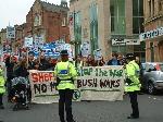 Marching past Victoria Hall