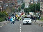 Marching up the hill to Peace in the Park