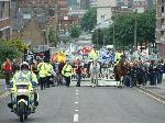 Marching up the hill to Peace in the Park