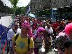 Samba and marchers on alternative route