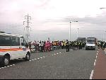 Flyover blocked by cyclists and protestors