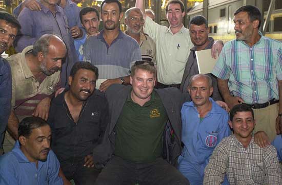 Alex Gordon with Iraqi rail workers