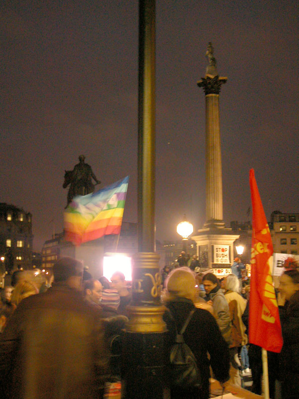 Evening protest in Trafalgar Square