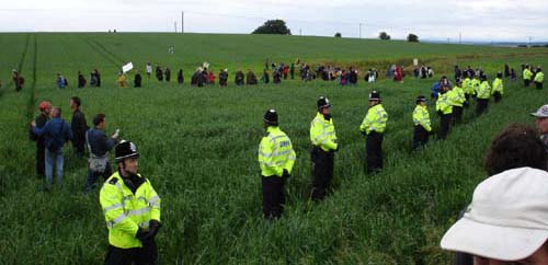 the police is protesting against GM crops!