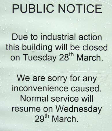 strike closure notice