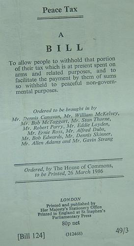 Peace Tax Bill 1986