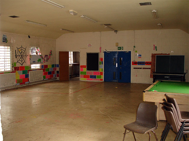inside the hall where the youth club used to meet