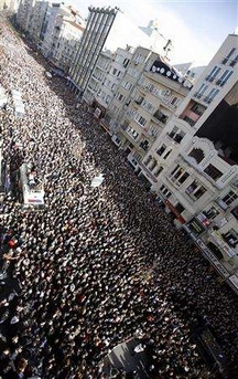 the funeral ceremony of Turkish-Armenian editor Hrant Dink in Istanbul