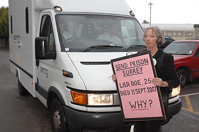 A prison van is stopped...