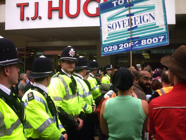policing the march in Crawley town centre