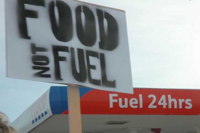The chosen slogan was Food Not Fuel.