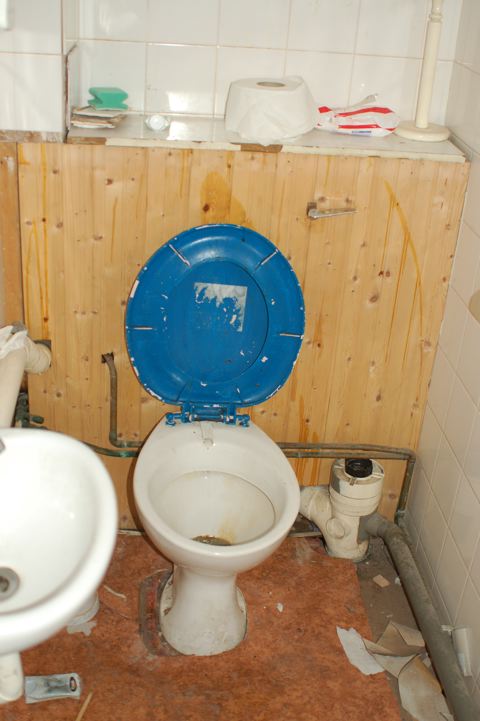 New toilet and wash basin await connection to rainwater harvesting system