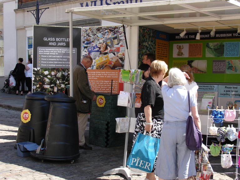 Guildford recycling information stall at local farmers market