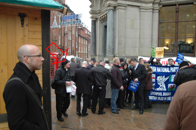 Dave Gardner distributing 'Solidarity' leaflets: A BNP front