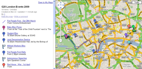 Google Map of G20 Events at: http://tiny.cc/gZxZ6