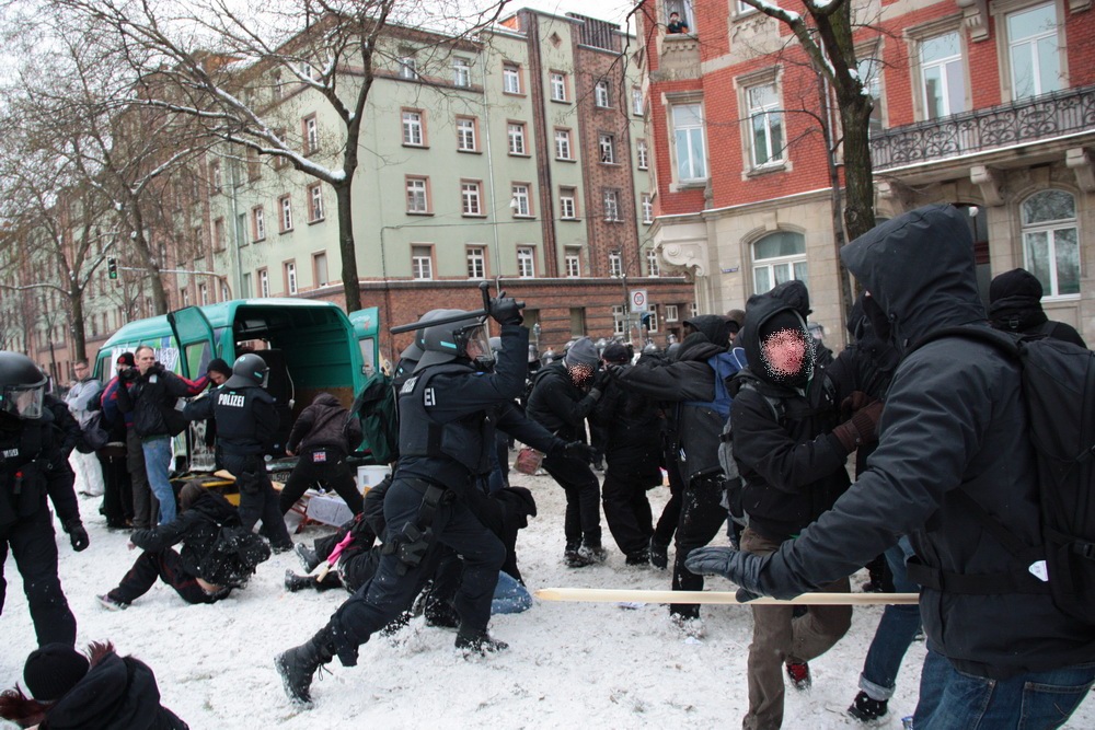 police attacking antifascists