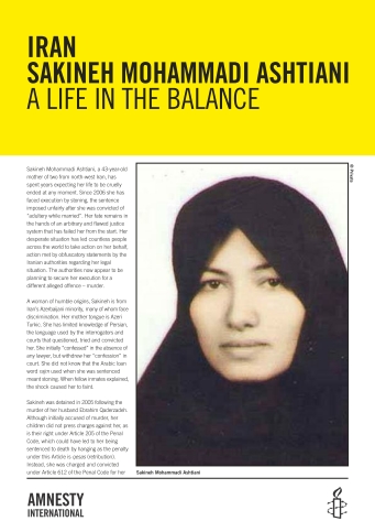 Amnesty International's report on Sakineh Mohammadi Ashtiani, 28 September 2010