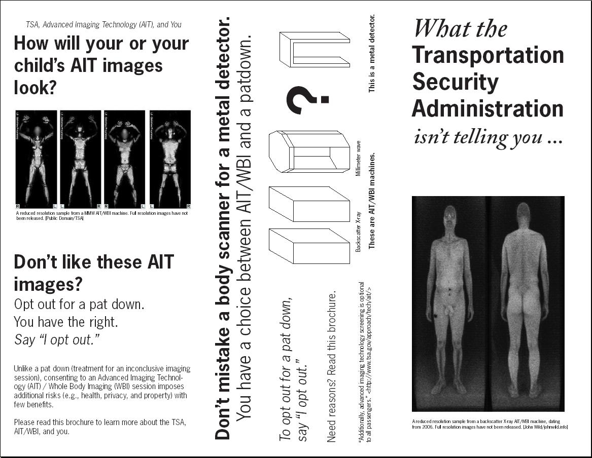 Know Your Rights Brochure What the TSA isn't telling you dontscan.us page1