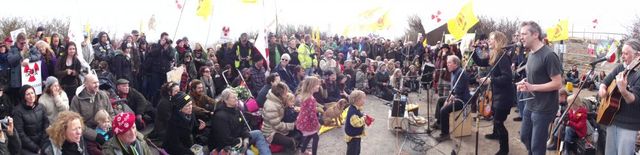 over 1,000 protestors outside the gates of Hinkley Point