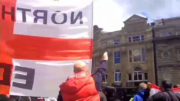 EDL supporter gives Nazi salute at NF / EDL protest in Newcastle