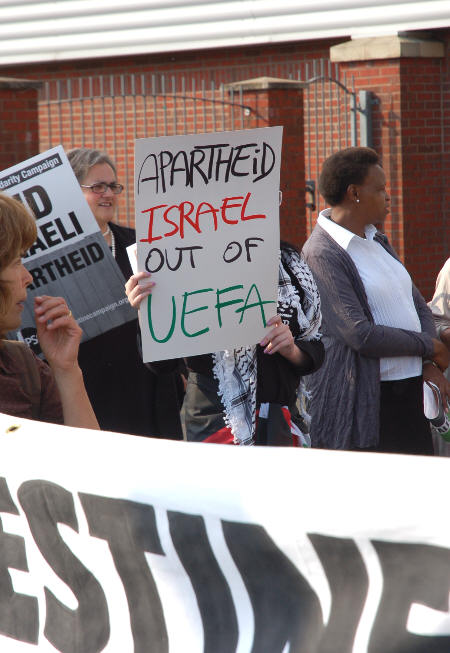 Apartheid Israel out of UEFA!