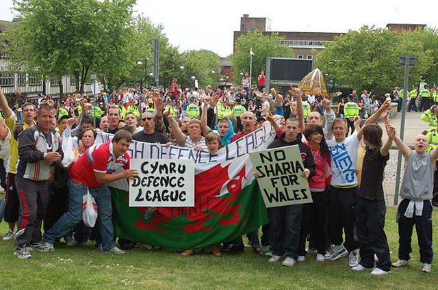WDL demo, Swansea, 17 Oct 2009 - note flag & banners