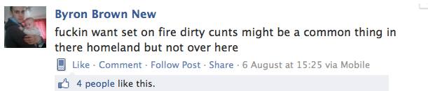 Bryon Brown from South Shields inciting racial hatred and murder