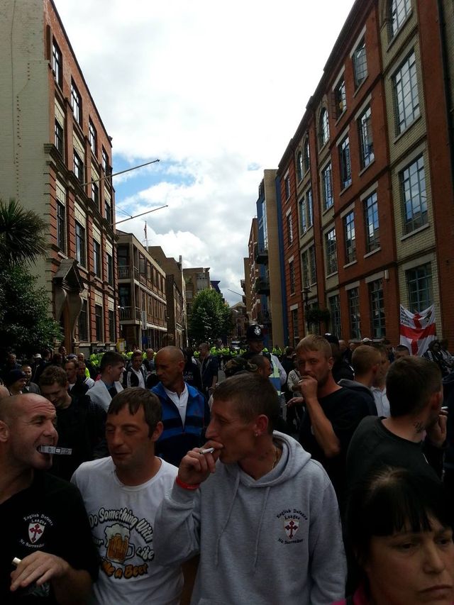 North East EDL members Daz Taylor(left) Lee Tate (centre right)
