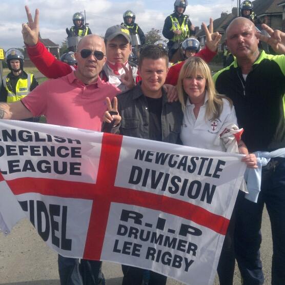 Claire Reah (right from Tommy Robinson) from South Shields also attending