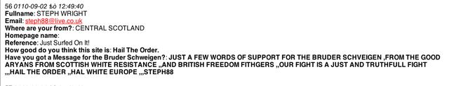 "steph88@live.co.uk" = "Steph Wright" (NB "British Freedom Fithgers" [sic])