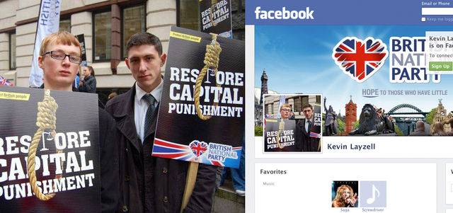 BNP organiser Kevin Layzell (red hair with glasses, pictured on different demo)