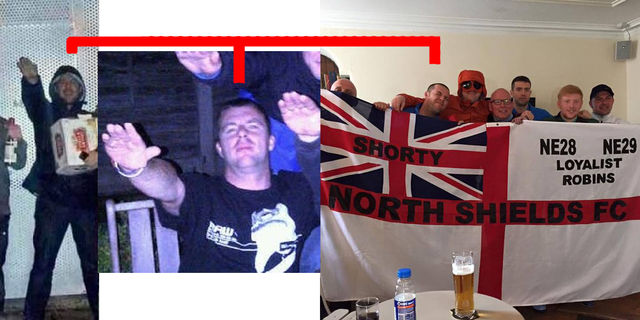 Gary Short with North Shields FC Ultras and Steve Latimer - a neo nazi