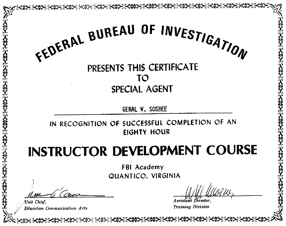 Fbi Instructor's Certificate