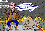 George Bush and his bulldog in Palestine (by Latuff)