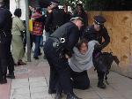 girl dragged into police cordon