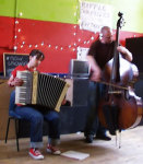 the band playing at lunchtime in the community centre