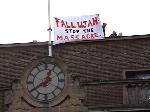 Protestors on the roof of the Guildhall (City Council)