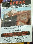 Poster for the Freedom march and rally, 23rd July 2005, Oxford