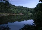 a Healey Dell millpond at dusk