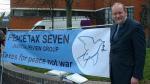 Peace Tax campaigner Robin Brookes outside Swindon Combined Court