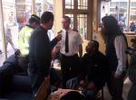 Tendayi Goneso Mark McGowan Aaron Barschak in Starbucks with Police and Fireman