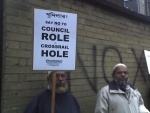 Khoodeelaar! Demonstration against CrossRail hole in Hanbury Street London E1 Mo
