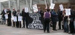 Supporters of John Bowden demonstrate outside the Scottish Parliament