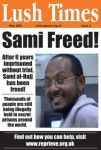 The poster celebrating Sami al-Haj's release