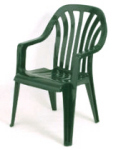 A green plastic garden chair